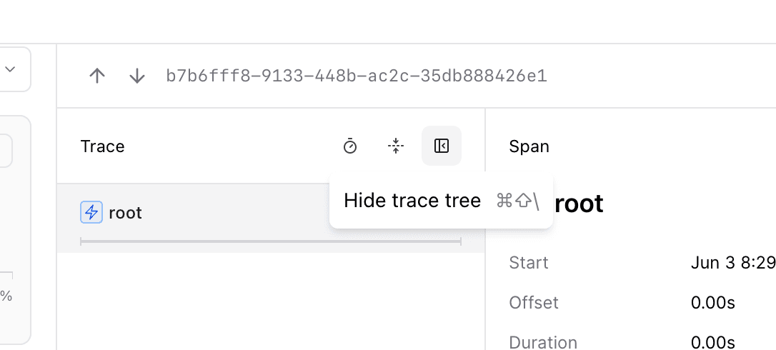 Collapsible trace tree